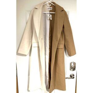 Steve Madden Womens Caroline Color block Coat Camel & Ivory Size XS
